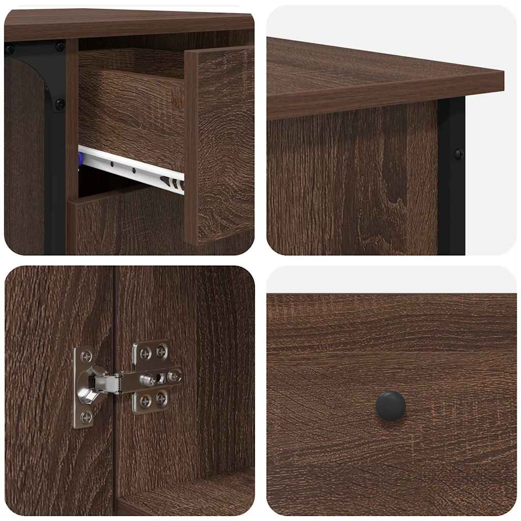 Desk Brown Oak 141x141x75 cm Engineered Wood